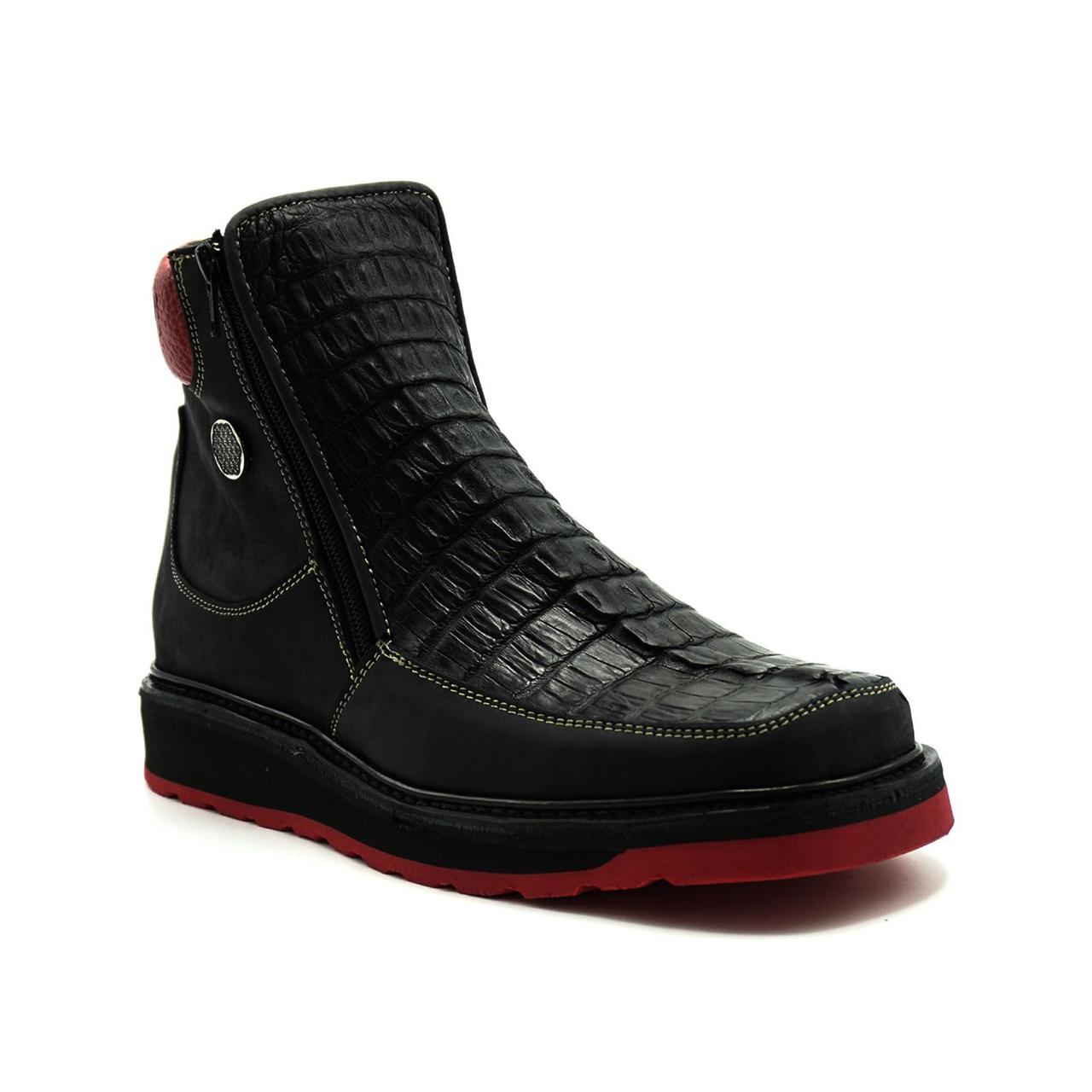Exotic leather double clousure bootee