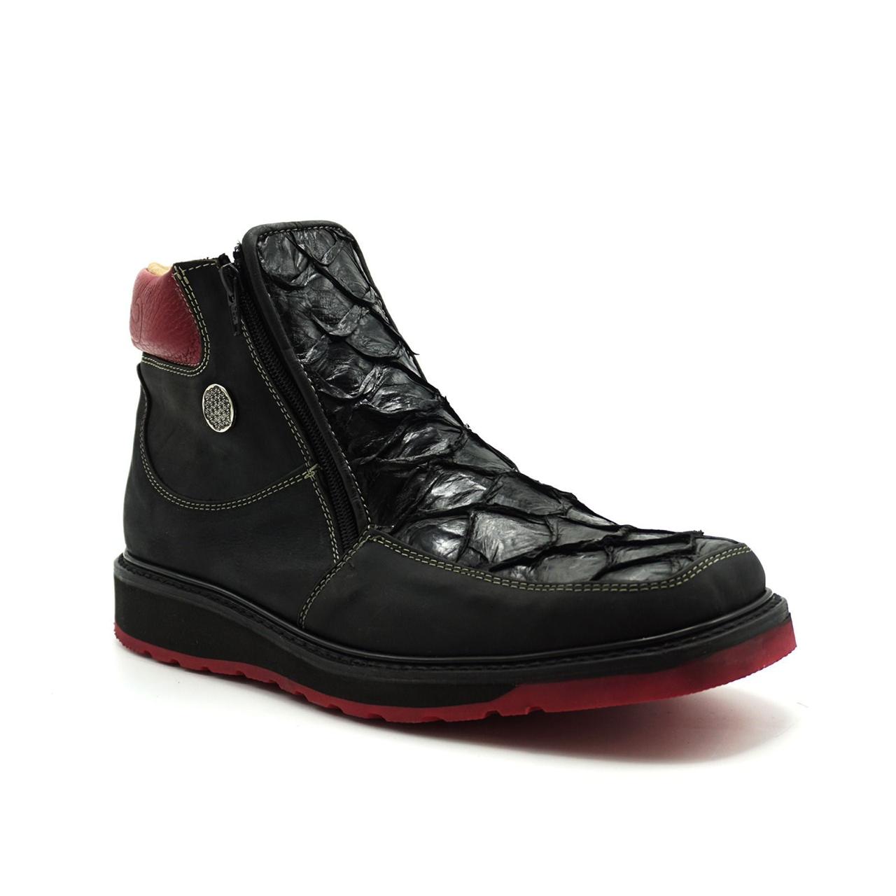 Exotic leather double clousure bootee