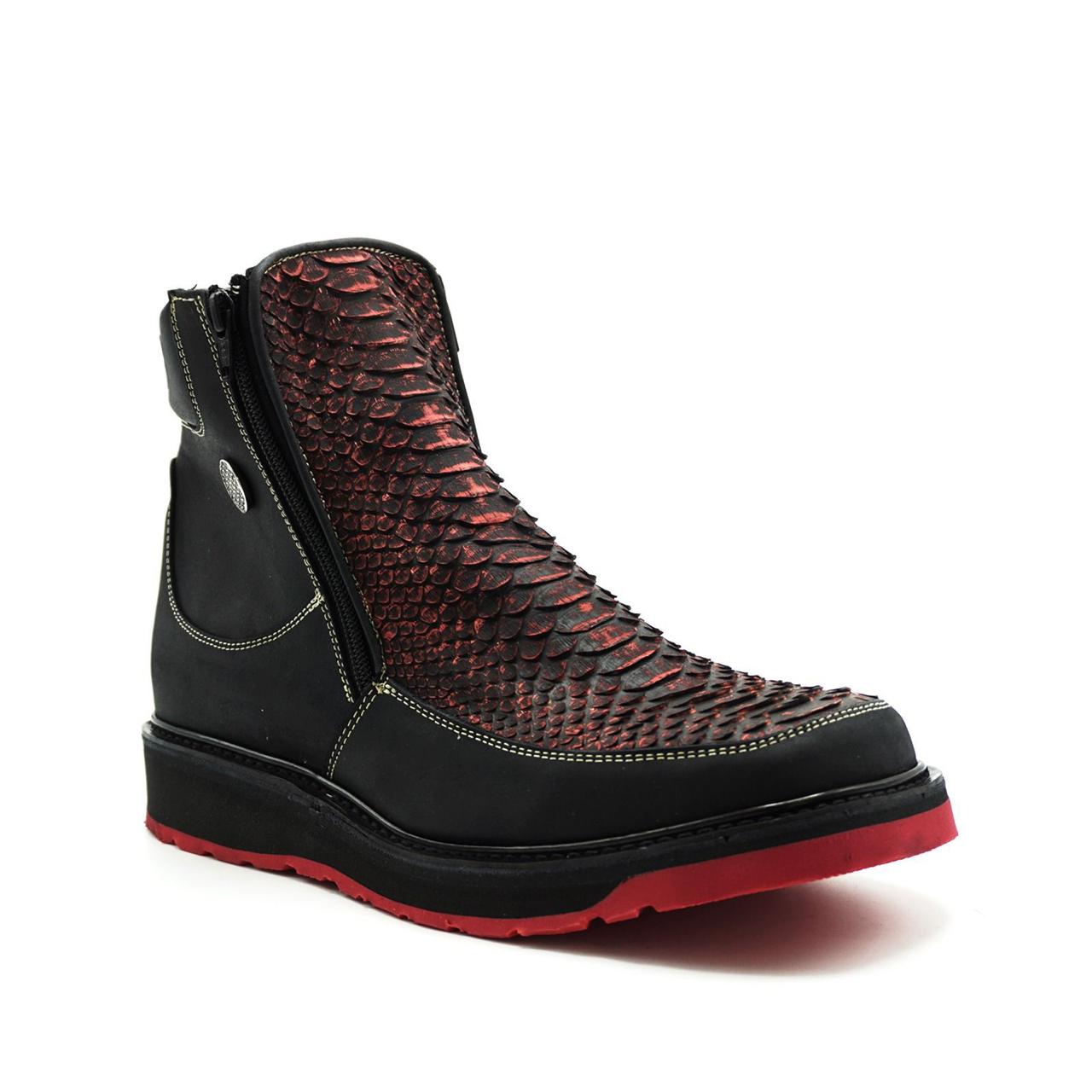Exotic leather double clousure bootee