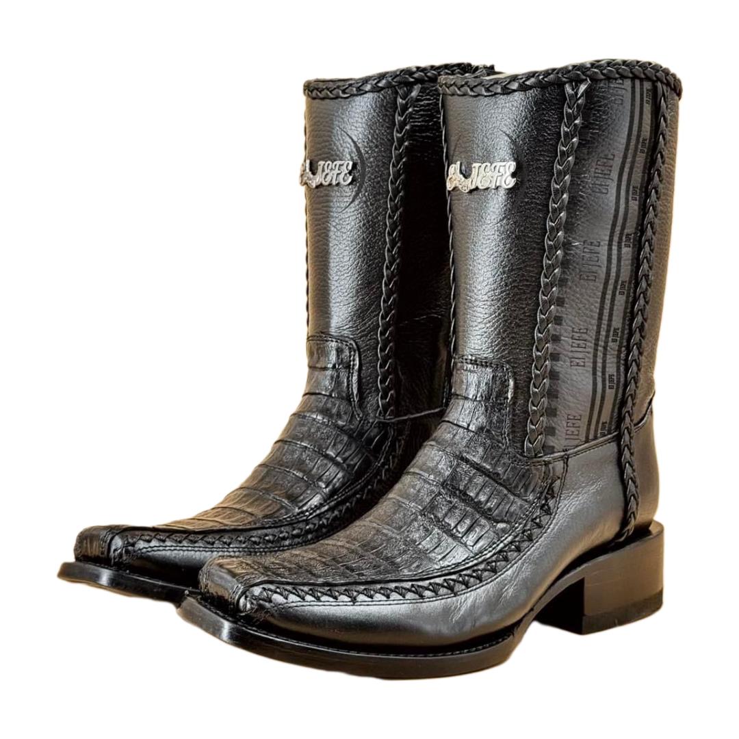 Exotic crocodile loin leather boot