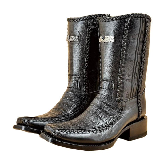 Exotic crocodile loin leather boot