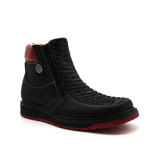 Exotic leather double clousure bootee
