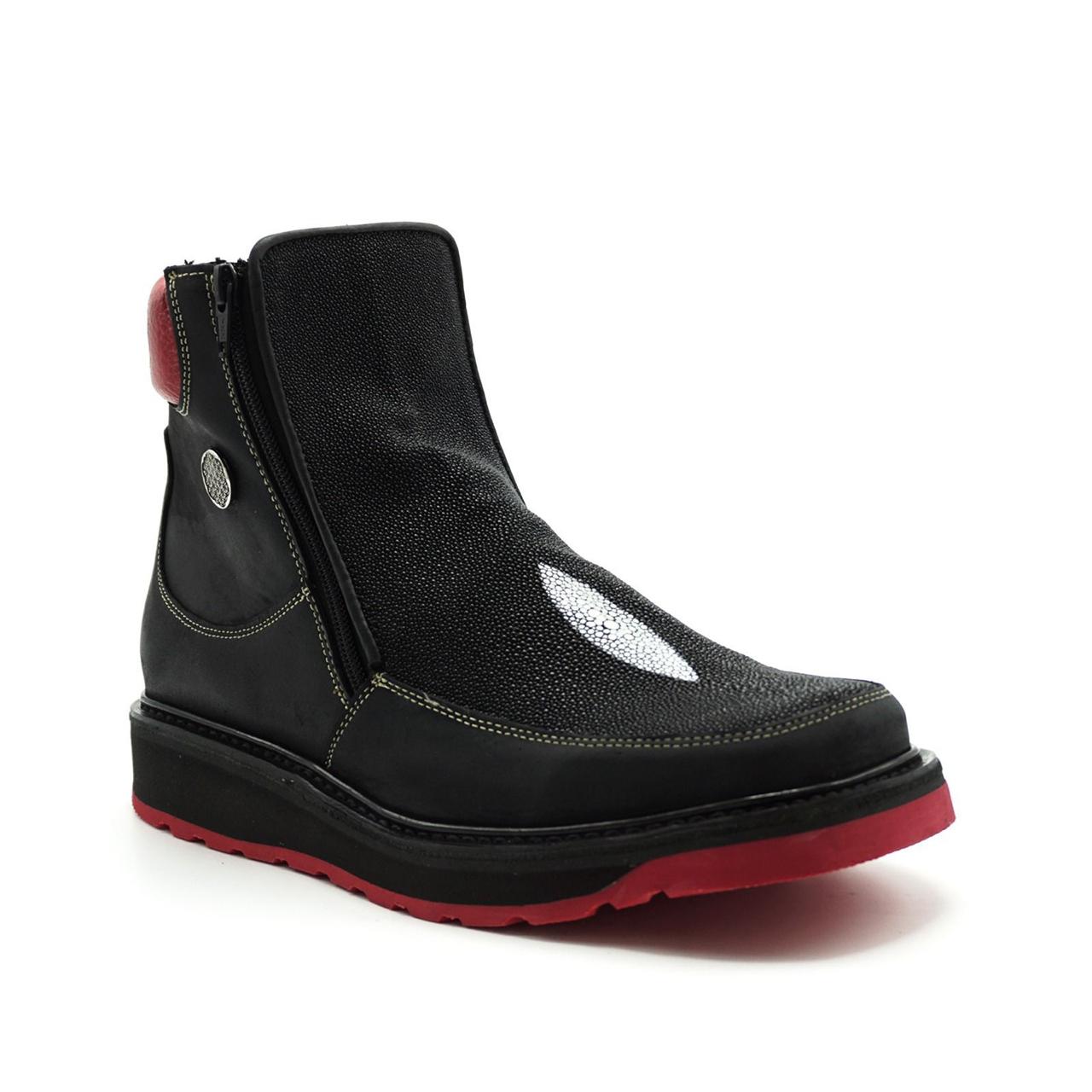 Exotic leather double clousure bootee