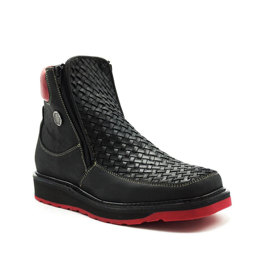 Exotic leather double clousure bootee